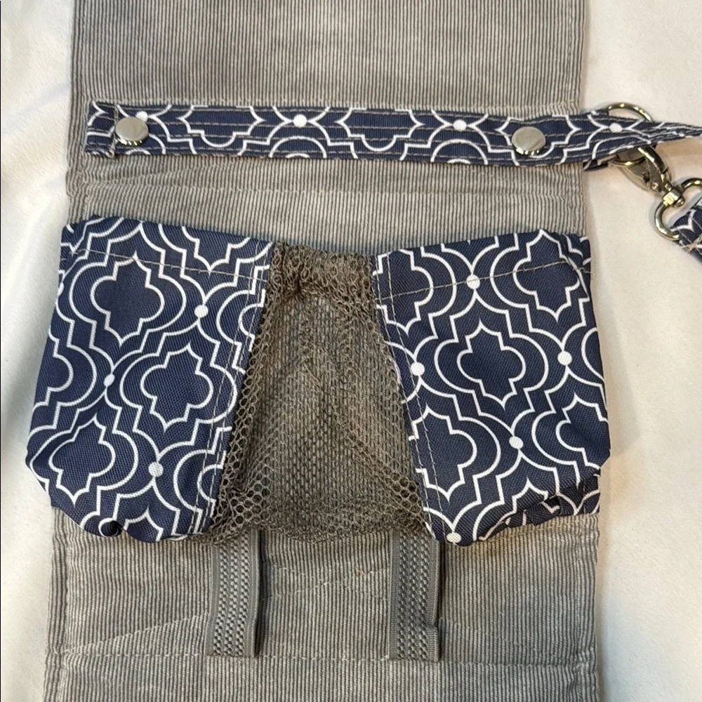 Lilly Bit by Demdaco Navy Blue Trellis Print Folding Diaper Clutch Shoulder Bag